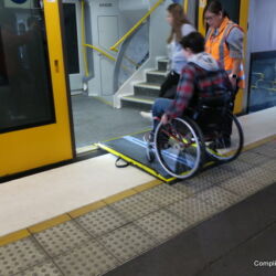 This kind of wheelchair ramp comes in handy. Lightweight too