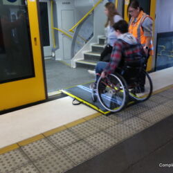 This kind of wheelchair ramp comes in handy. Lightweight too