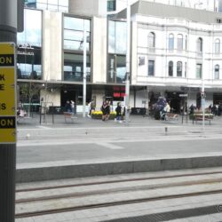 Trams are very quiet. You probably do not hear it when it is coming